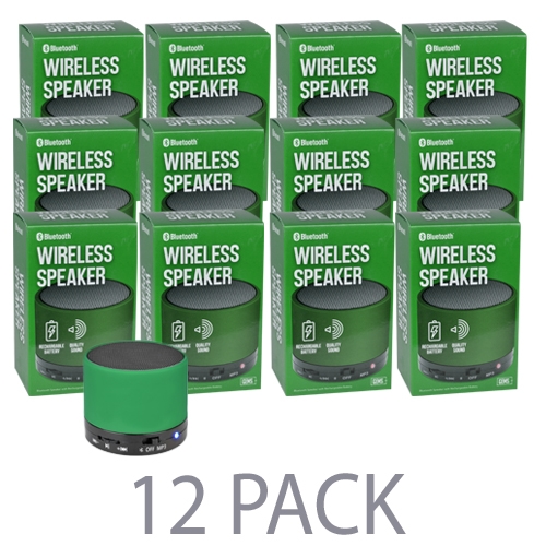 (12-pack) Gems Portable Bluetooth Wireless Speaker W/2-in-1 Usb/auxcable & Tf Card Slot (emerald)