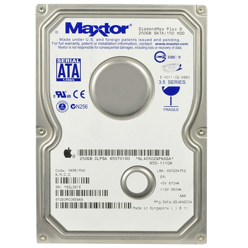 Maxtor (apple Dual Label) Diamondmax Plus 9 250gb Sata/150 7200rpm8mb Hard Drive