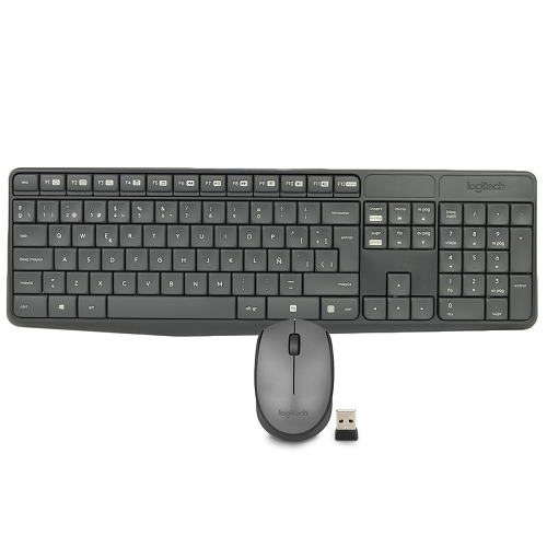 Logitech Mk235 2.4ghz Wireless Usb Spanish Keyboard & Optical Mousekit W/usb Nano Receiver (gray)