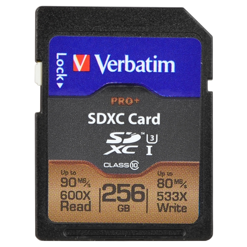 Verbatim Pro Plus 256gb 600x Class 10 Sdxc Uhs-i V30 U3 Memory Card- Retail Hanging Package