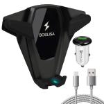 Boslisa Anu-c1802 Wireless Fast Charging Car Air Vent Mount Forqi-compatible Smartphones W/qc 3.0 Car Charger (black)