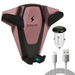 Boslisa Anu-c1802 Wireless Fast Charging Car Air Vent Mount Forqi-compatible Smartphones W/qc 3.0 Car Charger (pink)