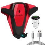 Boslisa Anu-c1802 Wireless Fast Charging Car Air Vent Mount Forqi-compatible Smartphones W/qc 3.0 Car Charger (red)