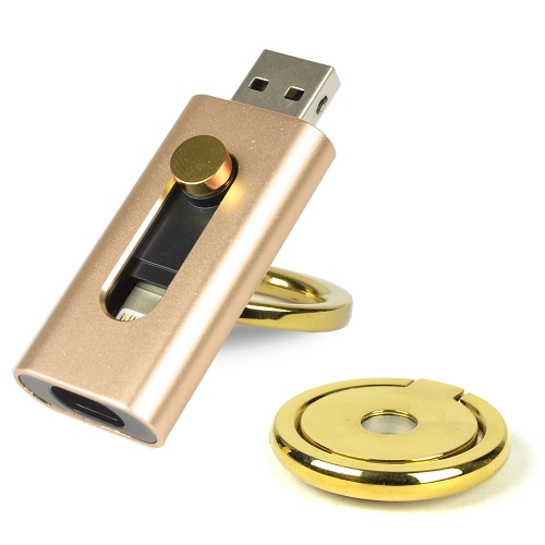 U-ring 64gb Usb 3.0 Magnetic Flash Drive W/usb-c & Micro Usbadapters (gold)