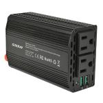 Snan Ce-pi-009 300w Dc To Ac Car Power Inverter W/2 Ac Outlets&#44;2.4a Dual Usb Ports & Battery Clip Cables (black)