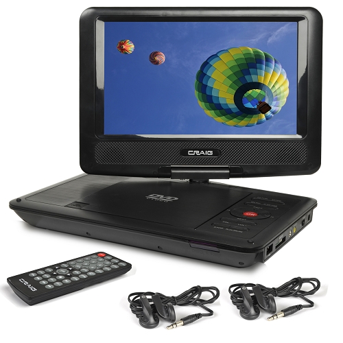 9"" Craig Ctft712 Swivel Screen Portable Dvd Player W/sd Card Slot &usb Port (black)