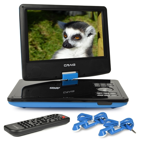 9"" Craig Ctft713 180? Swivel Screen Portable Dvd Player W/sd Cardslot&#44; Usb Port & Remote Control (blue)