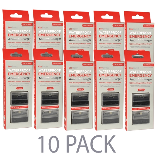 (10-pack X 2 Per Pack=20 Total) Ecoxgear Ecoboost 10-year Emergencywaterproof 1500mah Power Bank W/micro Usb Connector