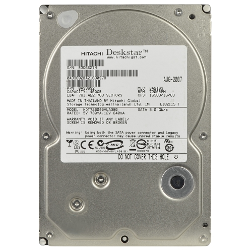 Hitachi Deskstar T7k500 400gb Sata/300 7200rpm 8mb Hard Drive