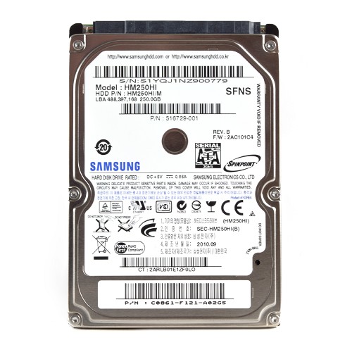 Samsung Spinpoint Hm250hi 250gb Sata/300 5400rpm 8mb 2.5"" Harddrive