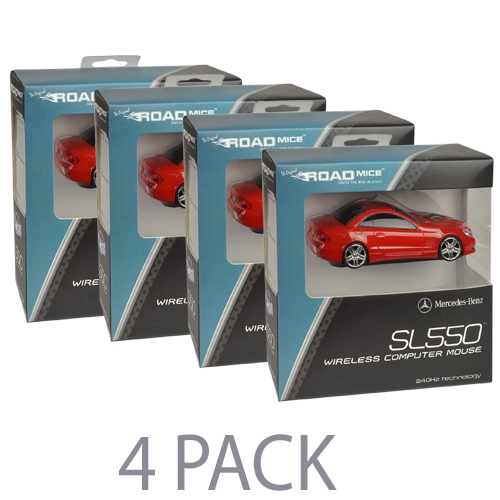 (4-pack) 3-button Road Mice Mercedes Sl550 2.4ghz Wireless Opticalscroll Mouse W/nano Usb Receiver (red)