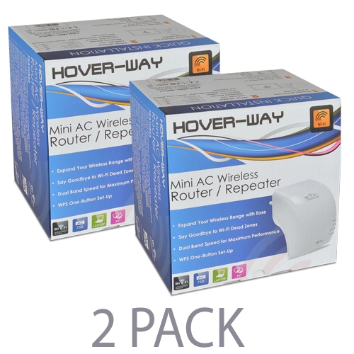 (2-pack) Hover-way Wireless-ac750 Dual Band Single-port Mini Acrouter/repeater (white) - Retail Box