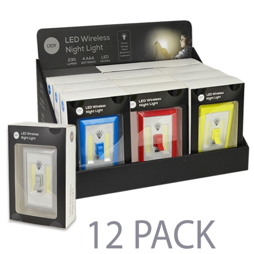 (12-pack) Night Lights ? Assorted Colors&#44; ""light Switch Shaped""&#44;battery Powered Super Bright Led Night Light