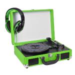 Innovative Technology 3-speed Vintage Suitcase Turntable W/built-instereo Speakers & Matching Headphones (lime Green)