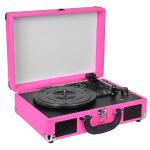 Innovative Technology 3-speed Vintage Suitcase Turntable W/built-instereo Speakers & Matching Headphones (pink)