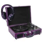 Innovative Technology 3-speed Vintage Suitcase Turntable W/built-instereo Speakers & Matching Headphones (purple)