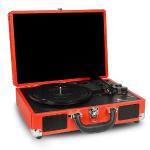 Innovative Technology Bluetooth 3-speed Vintage Suitcase Turntablewith Built-in Speakers (red)