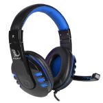 Krazilla Kzh-733 Red Led Super Bass Hd Gaming Headphonesw/microphone&#44; Usb & 3.5mm Plug (black/blue)