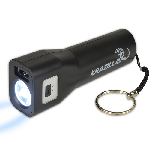 Krazilla Kzp1012 Portable 3000mah Power Bank W/led Flashlight & Keyring (black)