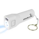 Krazilla Kzp1012 Portable 3000mah Power Bank W/led Flashlight & Keyring (white)
