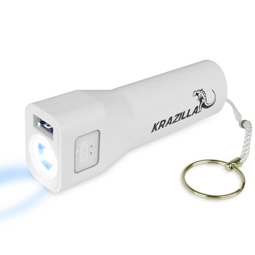 Krazilla Kzp1012 Portable 3000mah Power Bank W/led Flashlight & Keyring (white)