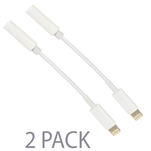 (2-pack) Lightning To 3.5mm Headphone Jack Adapter - For Appledevices With Lightning Connector (white)