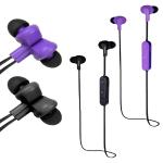 (2-pack) Magnavox Mbh525c Water/dust Resistant Bluetooth Stereoearphones W/microphone/volume Control (black/purple)