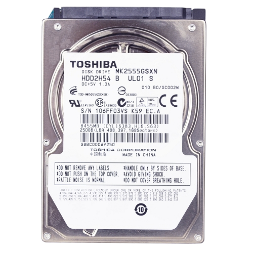 Toshiba Mk2555gsxn 250gb Sata/300 5400rpm 8mb 2.5"" Hard Drive