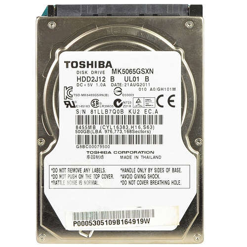 Toshiba Mk5065gsxn 500gb Sata/300 5400rpm 8mb 2.5"" Hard Drive