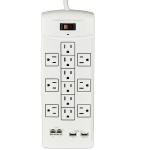 Monster Power Mp Exp 1200 Fireproof 12-outlet 120v 2160 Joulessurge Protector W/2 Usb 2.1a Charging Ports (white)