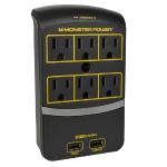 Monster Power Gold 650 Usb+ 1080 Joules 120v 6-outlet Wall Surgeprotector W/2 Usb 3.4a Charging Ports (black)