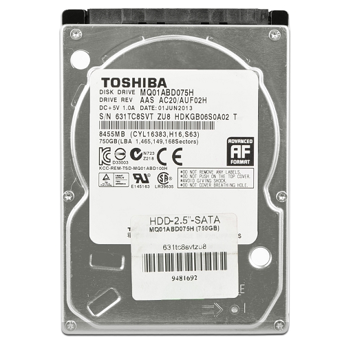 Toshiba Mq01abd075h 750gb Sata/600 5400rpm 32mb 2.5"" Hybrid Harddrive W/8gb Slc Nand Flash Memory
