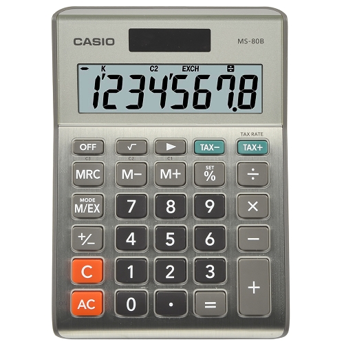 Casio Ms-80b Solar & Battery Powered 8-digit Display Desktopcalculator (gray/silver)