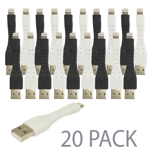 (20-pack) 3-inch Heavy Duty Bendable Mfi Lightning Cable - Greatfor Connecting An Iphone To A Portable Battery