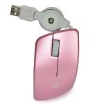 Hp Ny223aa 3-button Usb Optical Scroll Mobile Mouse W/retractablecable (pink)