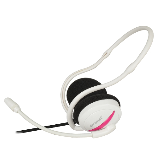 Ovann Om31mv Professional Behind-the-head Hi Fi Stereo Headphonesw/boom Mic & Inline Volume Control (white)