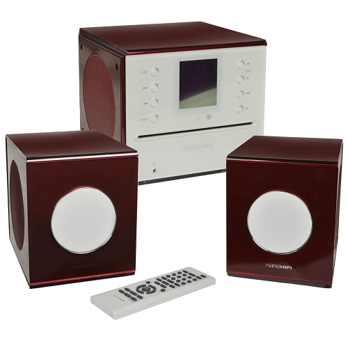 Nanohifi Phn-2100 Compact Speaker System W/30-pin Dock Connector&#44;cd Player&#44; Fm Radio&#44; Usb Port (red)