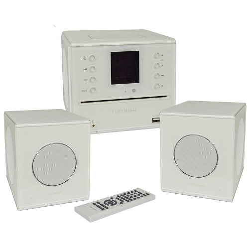 Nanohifi Phn-2100 Compact Speaker System W/30-pin Dock Connector&#44;cd Payer&#44; Fm Radio&#44; Usb Port (white)