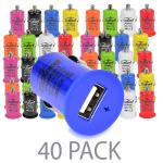 (40-pack) Zipkord 1.0a 5w Single Port Usb Car Charger (assortedcolors) - Perfect For Charging Phones!