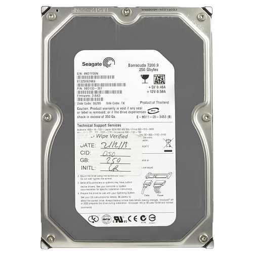 Seagate Barracuda 7200.9 250gb Sata/300 7200rpm 8mb Hard Drive