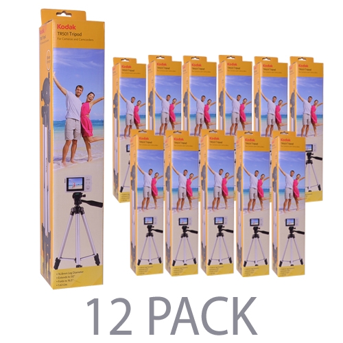 (12-pack) 50"" Kodak Tr501 Superior Control Tripod W/3-way Fluid Panhead & Bubble Level Indicator (black)