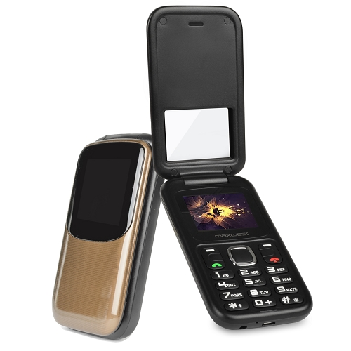 Maxwest Uno Clam 3g 1.8"" Unlocked Quad Band Gsm/wcdma Dual-simcamera Flip Phone W/fm Radio & Flashlight (gold)