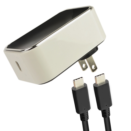 30w Single Port Usb-c Fast Charger W/bonus Usb-c To Usb-c Cable(black/white) - Great For Devices Needing Usb-c Power!