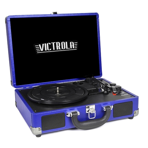 Victrola Vsc-550bt 3-speed Vintage Bluetooth Suitcase Turntablewith Built-in Stereo Speakers (cobalt Blue)