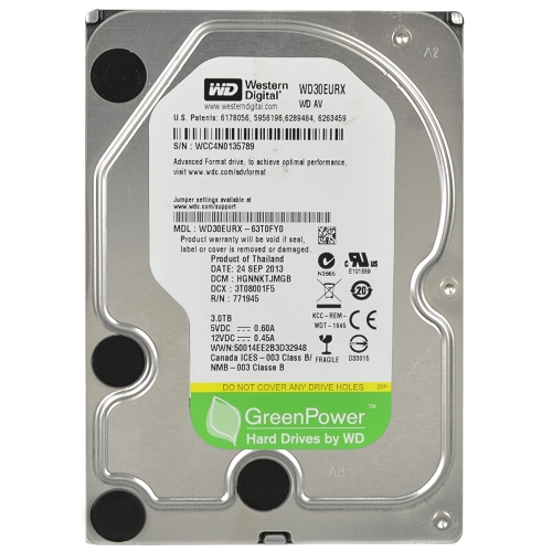 Western Digital Greenpower 3 Terabyte (3tb) Sata/600 Intellipower64mb Hard Drive