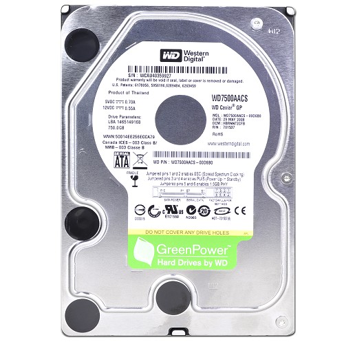 Western Digital Caviar Green 750gb Sata/300 7200rpm 16mb Hard Drive