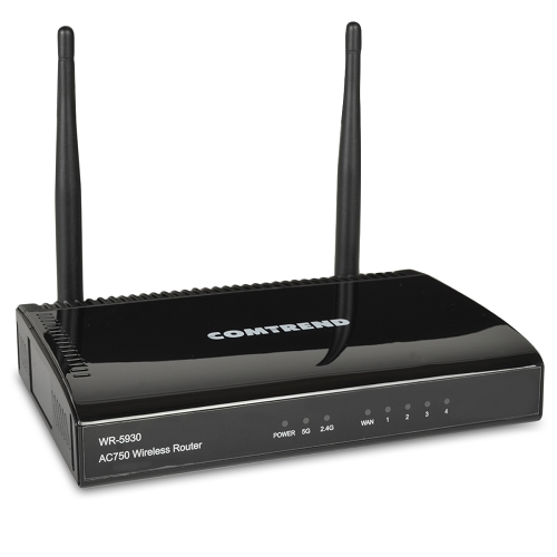 Comtrend Wr-5930 750mbps Wireless-ac750 Dual-band 4-port Router(black)