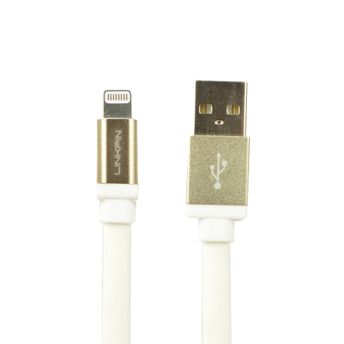 5' Linkpin Mfi Lightning To Usb Charge/sync Flat Cable - For Appledevices With Lightning Connector (white/gold)