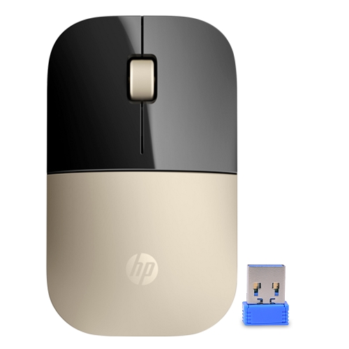 Hp Z3700 2.4ghz Wireless 3-button Optical Scroll Mouse W/usbreceiver & Blue Led Technology (black/gold)