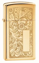 Zippo Lighter - Slim Venetian High Polish Brass - 1652B